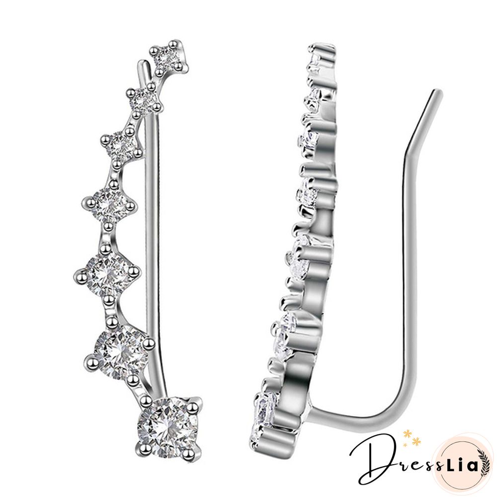 7 Crystals Ear Cuffs Hoop Climber Fashion Party Earrings Hypoallergenic Earring