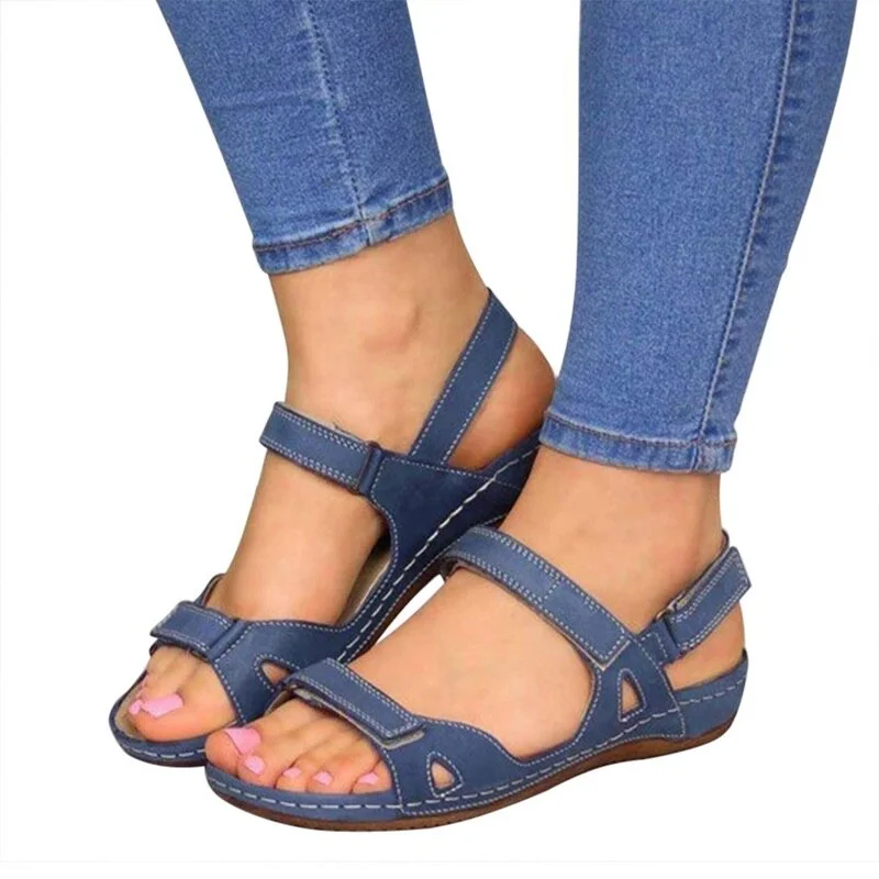 Women Summer Open Toe Comfy Sandals Super Soft Premium Orthopedic Low Heels Walking Sandals Toe Corrector Cusion 2020