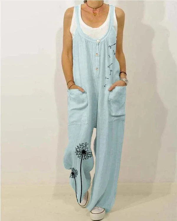 pocket butterfly flower print casual jumpsuit for women p321237