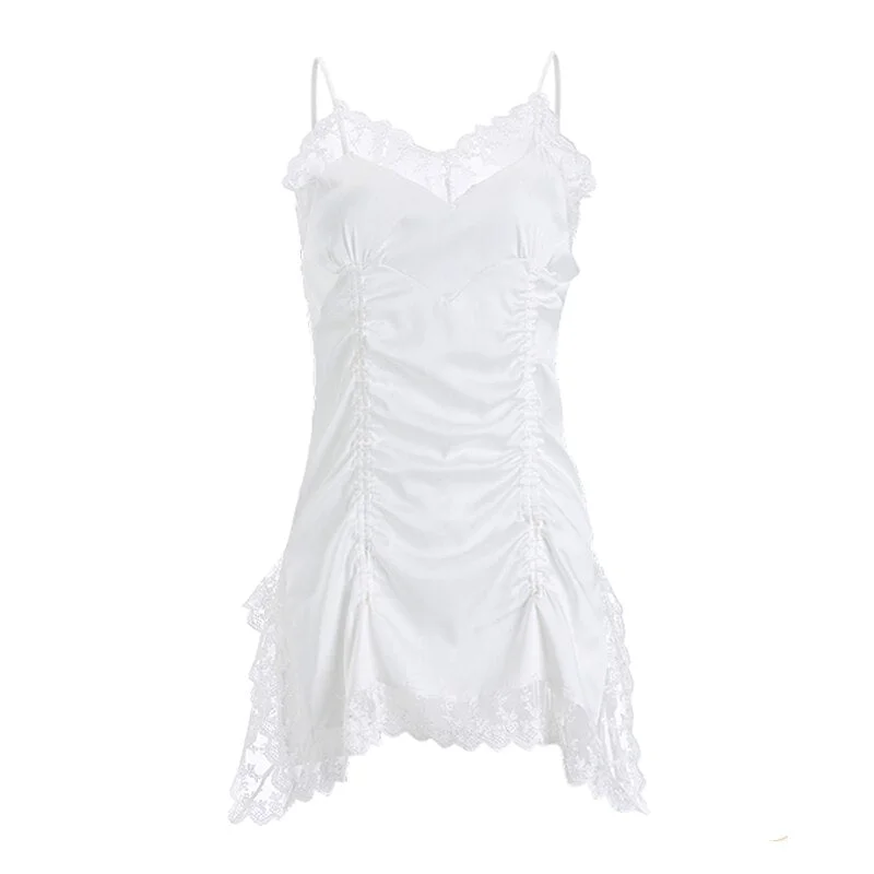 TERMEZY Sexy Womens Silk Sling Nightdress Sleepwear Satin Sleepwear Lace Lingerie V-neck Nightwear Comfortable Summer Homewear