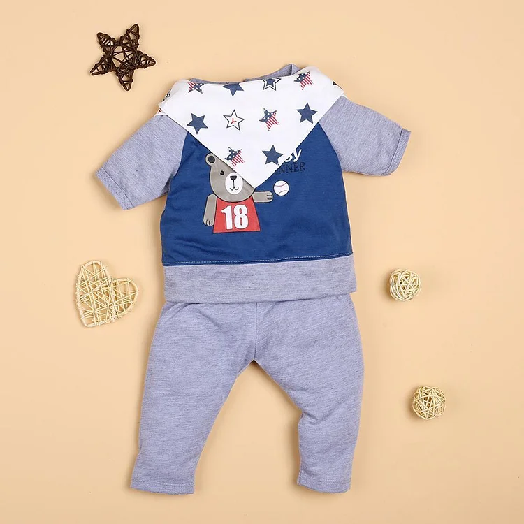  Gray cartoon bear tee and pants suit für 22'' Reborn Babypuppe Junge/Mädchen - RSDP-Rebornbabypuppen-Rebornbabypuppen.de