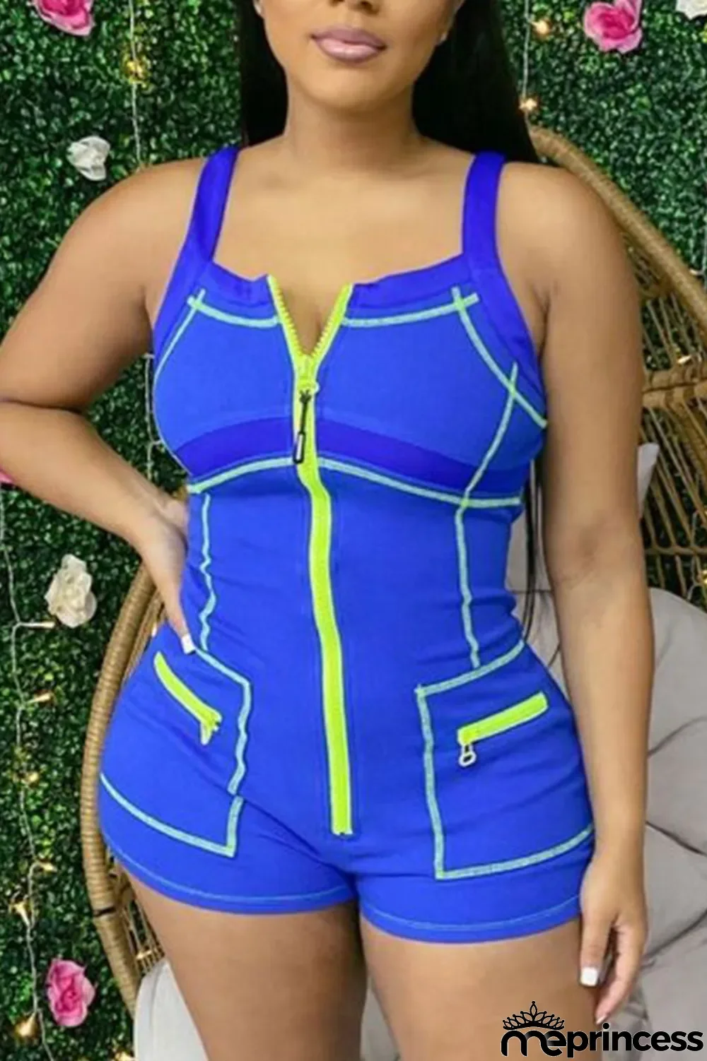 Yellow Casual Solid Split Joint Zipper Collar Skinny Jumpsuits