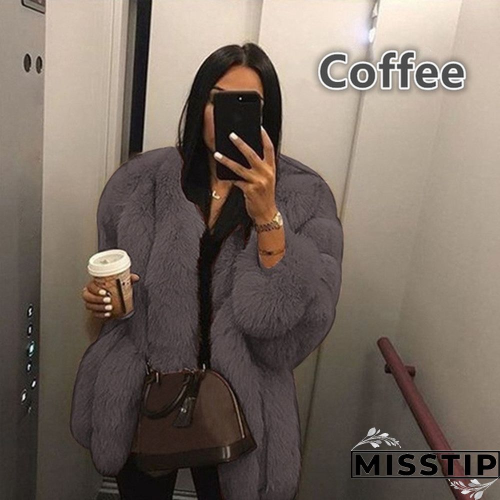 Women Winter Top Fashion Faux Fur Coat Elegant Thick Warm Outerwear Fake Fur Ladies Jacket Coat