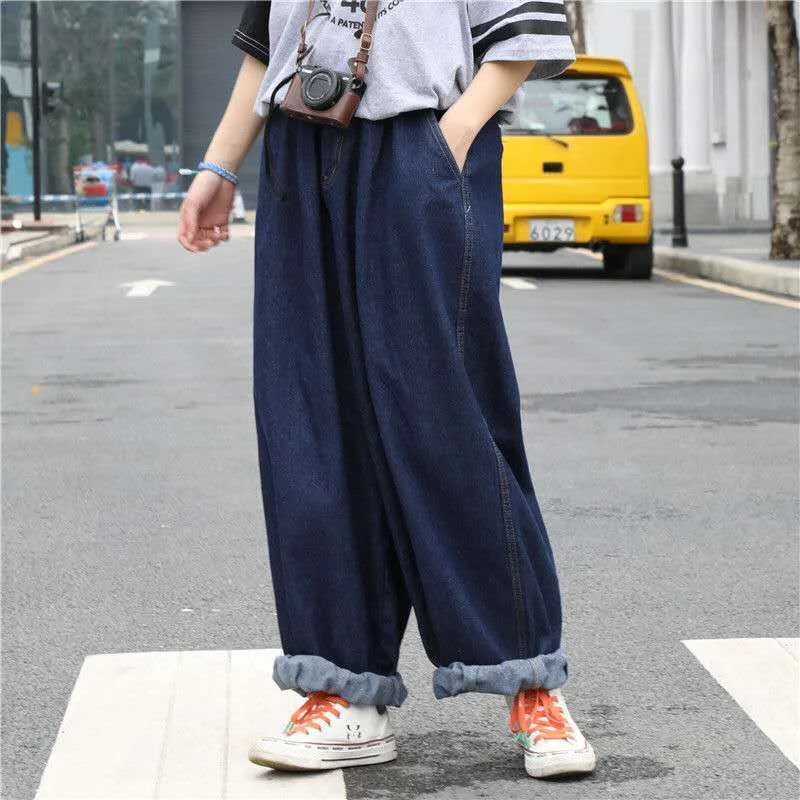 Jeans Women Harajuku High Street Oversize Leisure Denim Trousers Loose Trendy Female Students Solid Comfortable Leisure Couple
