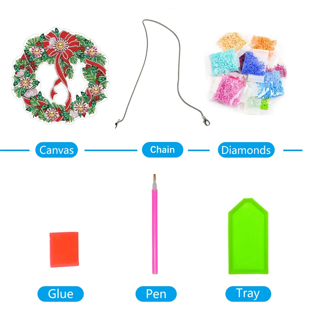 5D DIY Hanging Wreath Diamond Christmas Diamond Wall Decor Wreath