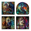 (Multi Style)Stained Glass Dragon-Full Embroidery 3 strands 11CT Stamped Cross Stitch-50*50CM/40*40CM
