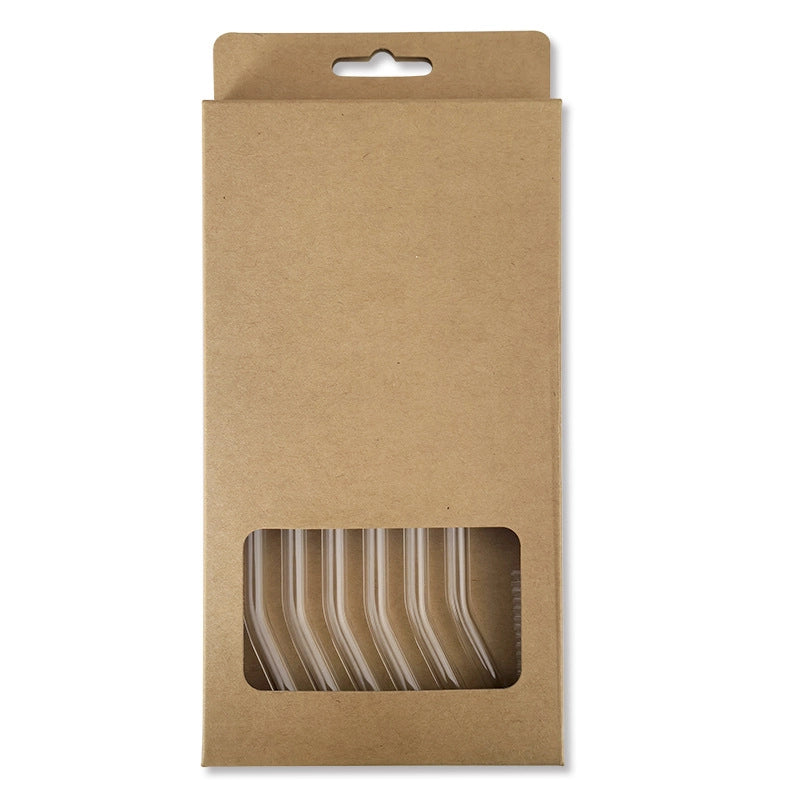 3 Pieces In Stock Neutral Transparent Colored Glass Straw Borosilicate Glass Straw Carton Suit