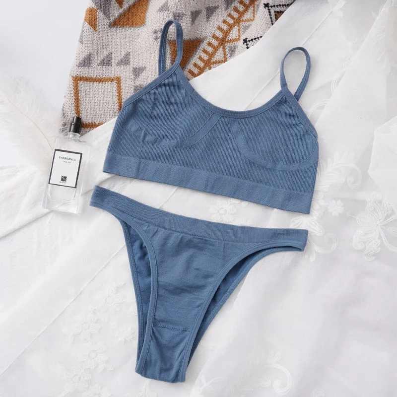 Women Bra Set Panties Sexy Push Up Bralette Female Seamless Underwear Tank Crop Tops Sports Lingerie Brassiere Set