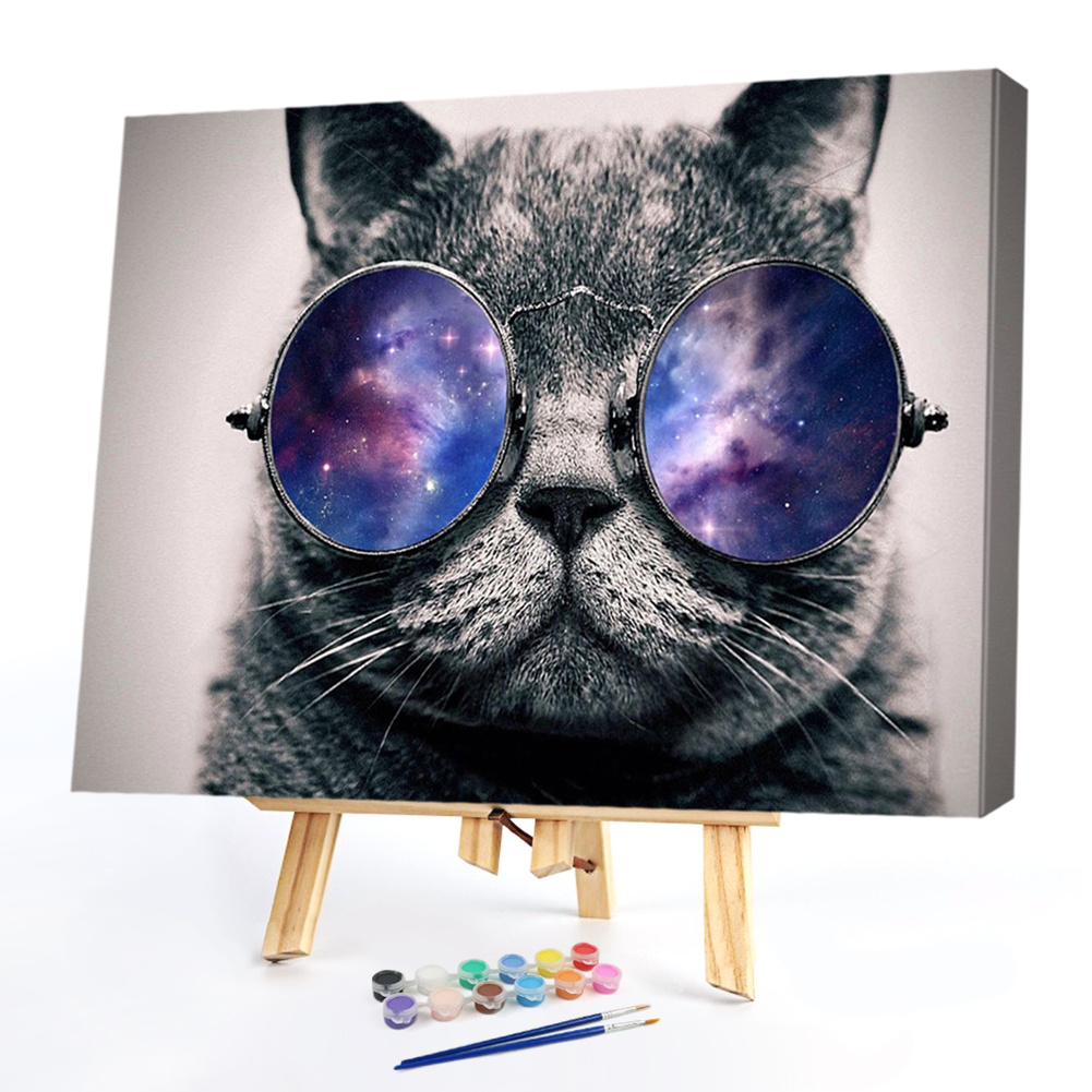 

40x50cm - Paint By Numbers Glasses Cat, 501 Original