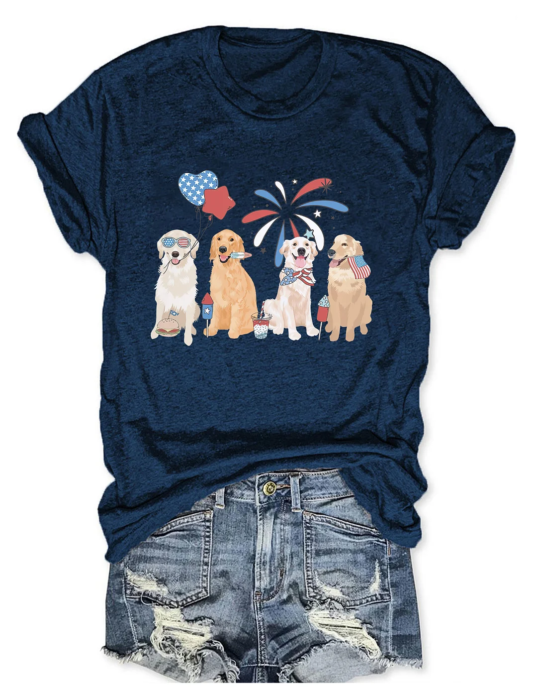 Golden Retriever 4th Of July T-shirt