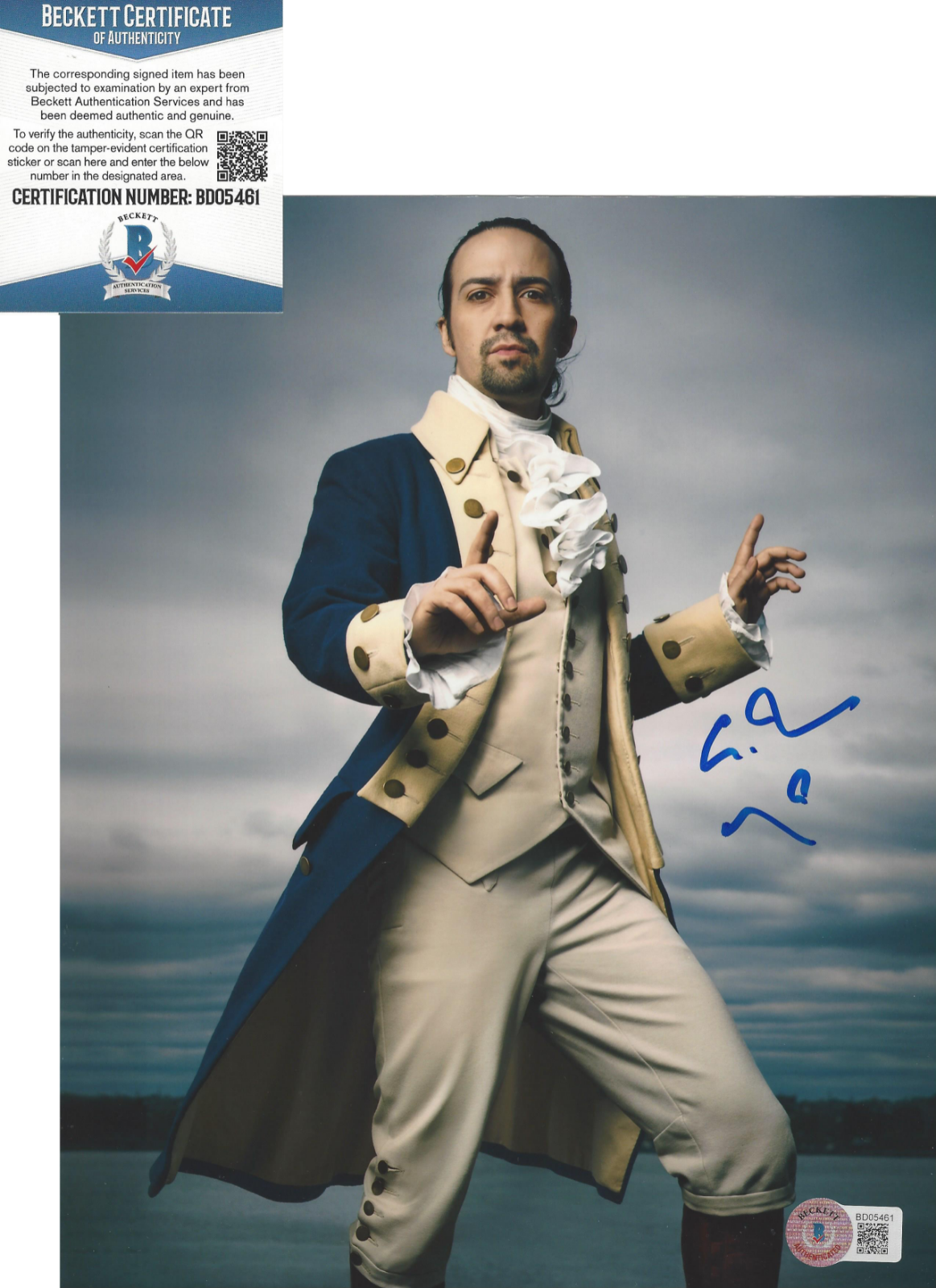 LIN-MANUEL MIRANDA SIGNED HAMILTON 8x10 Photo Poster painting BECKETT COA BAS BROADWAY PLAY