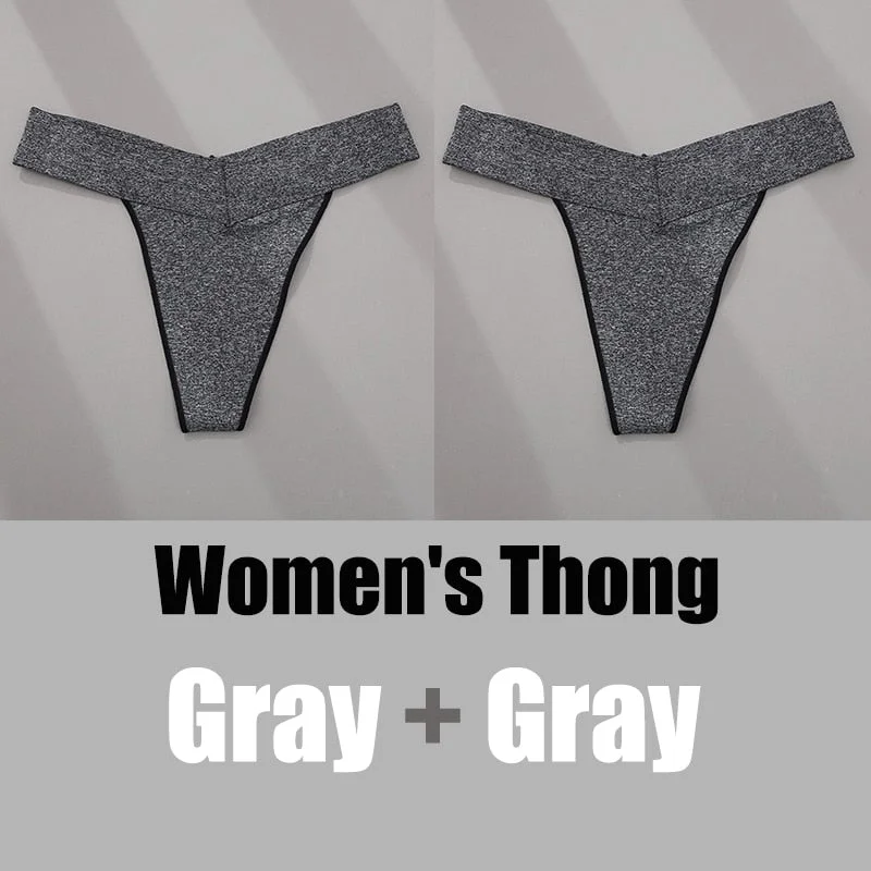 2PCS/Set G-string Panties Intimates Women's Underwear Sexy Lingerie Female Underpants Thong Solid Color Pantys Lingerie S-XXL