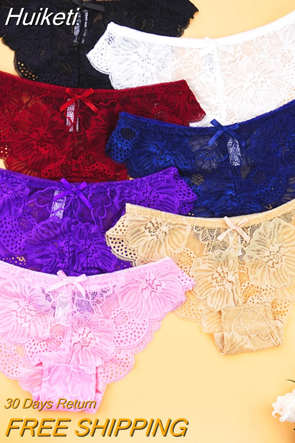 Huiketi Pcs Panties for Woman Underwear Sexy Lace Breathable Soft Lingerie Female Briefs Panty Sexy Transparent Women's Underpants