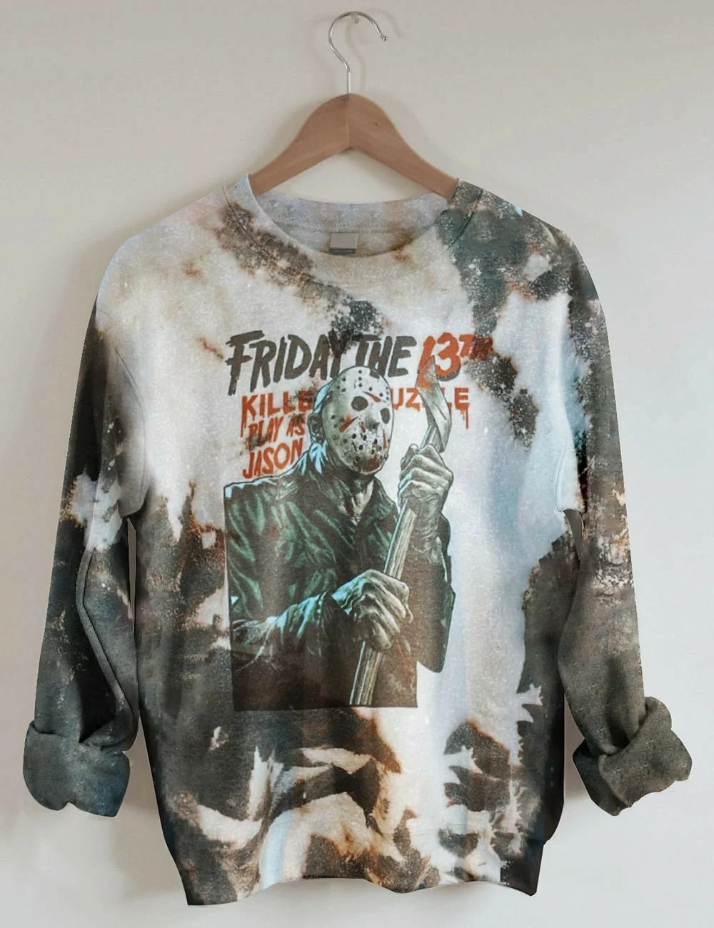 Women's Friday The 13th Halloween Tie Dye Print Sweatshirt