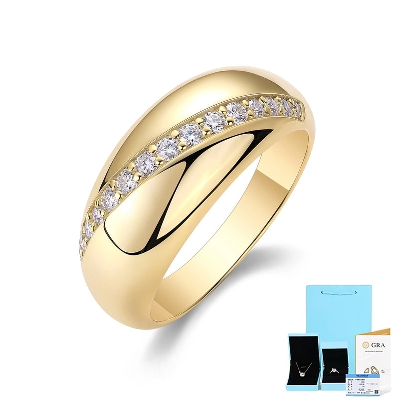 925 Sterling Silver Moissanite Geometric Rings GRA Certificate