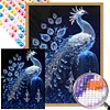 (US Local) Blue Crystal Peacock- Round AB Drills Diamond Painting(45x60cm)
