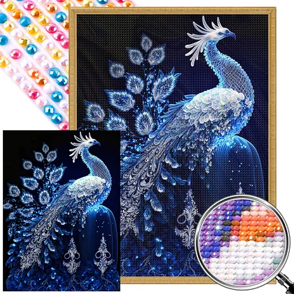 Fractal Peacock - 5D Diamond Painting - DIY 5D Painting with Diamond Kit -  Untitled Artisan