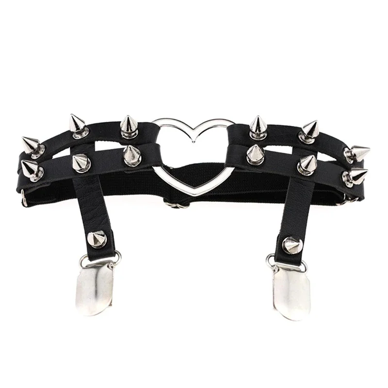 Billionm Leg Ring Garter Harajuku Elasticity Heart Faux Leather Harness Tight Suspender Punk Strap Belts Bondage Gothic Fashion New