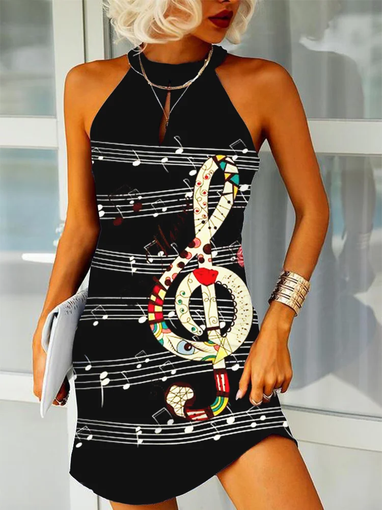 Music Notes Art Slim Fit Mini Dress