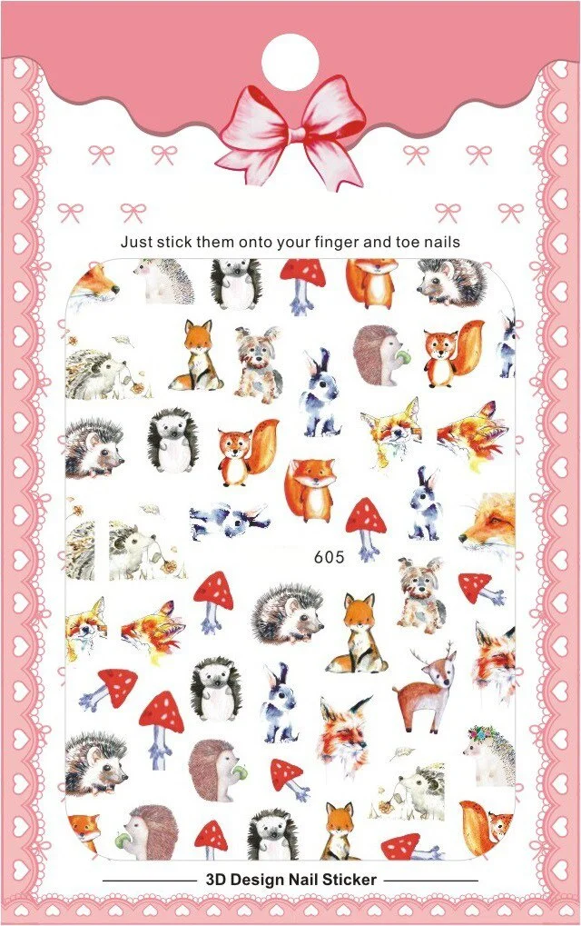 Churchf New 3D Self-Adhesive Bohemia Lovly Red Lips Image Nails Stickers for Nails Sticker Decorations Manicure Z0452-Nail Inspo