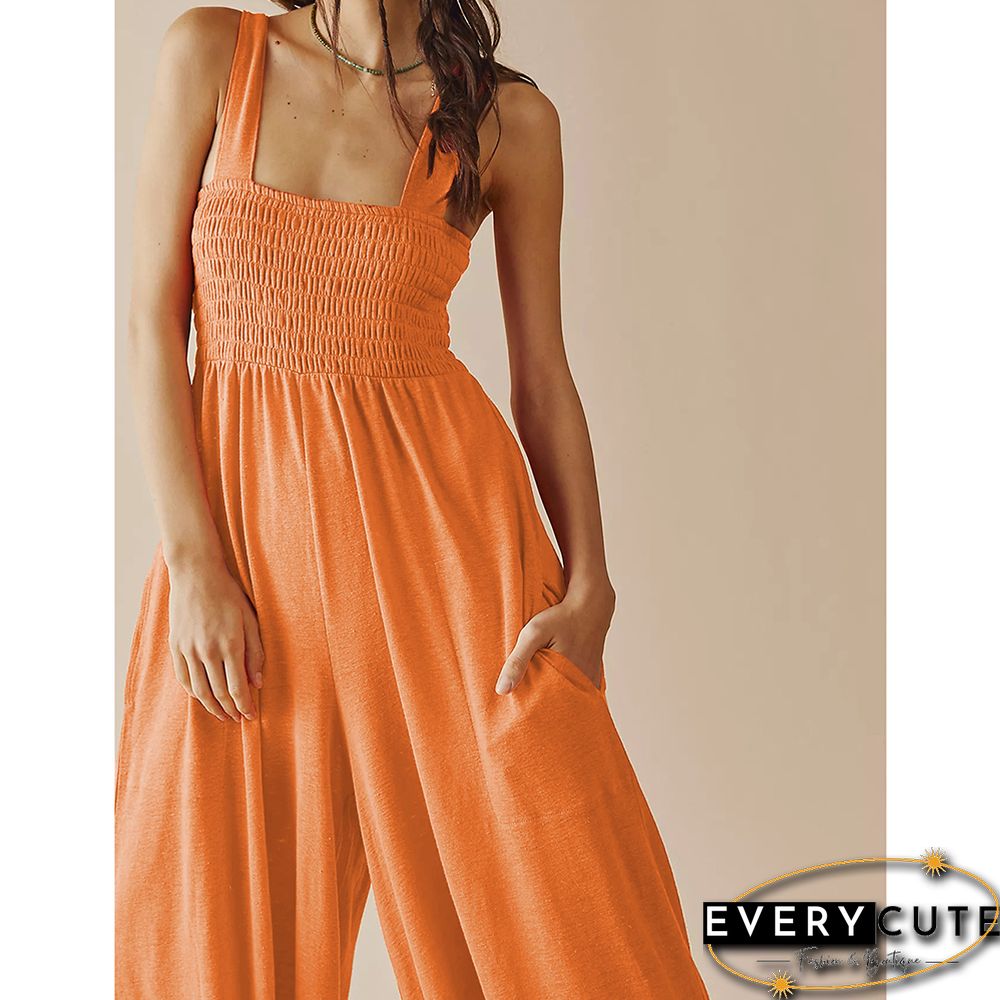 Orange Sleeveless Oversized Wide Leg Jumpsuit