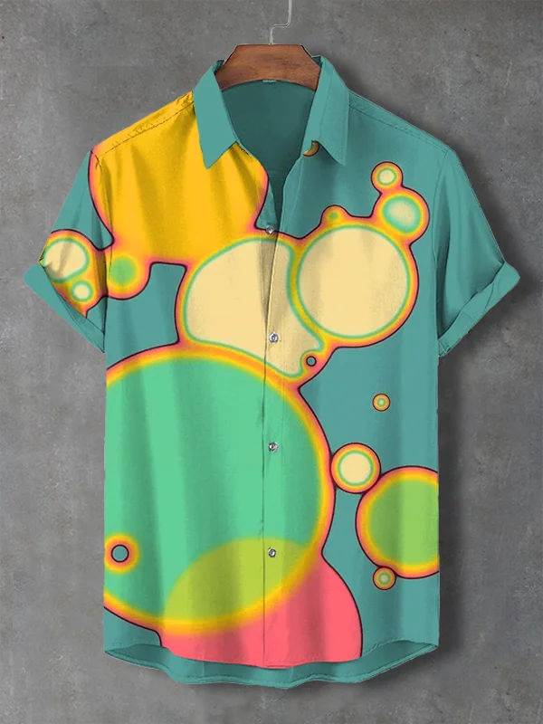 Men's Colorful Bubbles Art Print Shirt