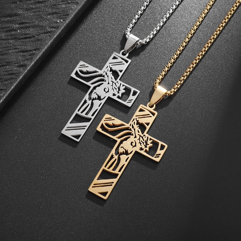 Hip-Hop Retro Roman Style Geometric Cross Titanium Steel Plating Unisex Pendant Necklace