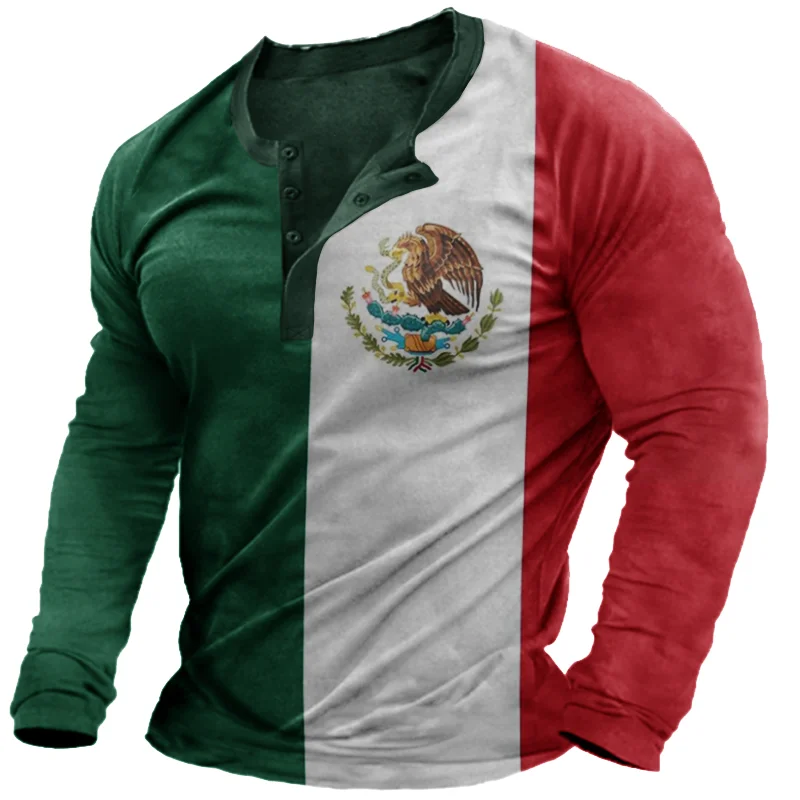 Men's Vintage World Cup Print Long Sleeve T-Shirt