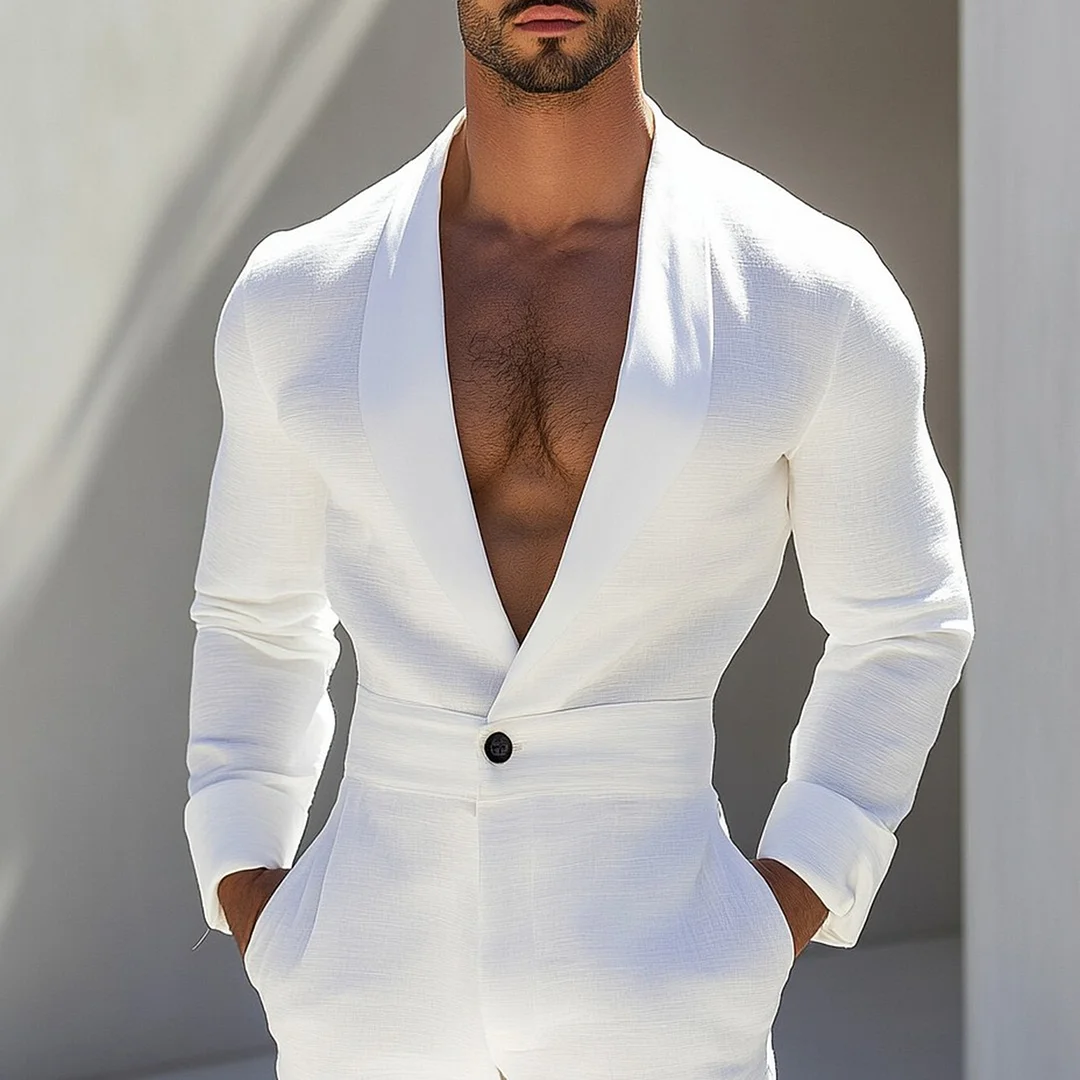Men's Lapel Button Jumpsuit-inspireuse