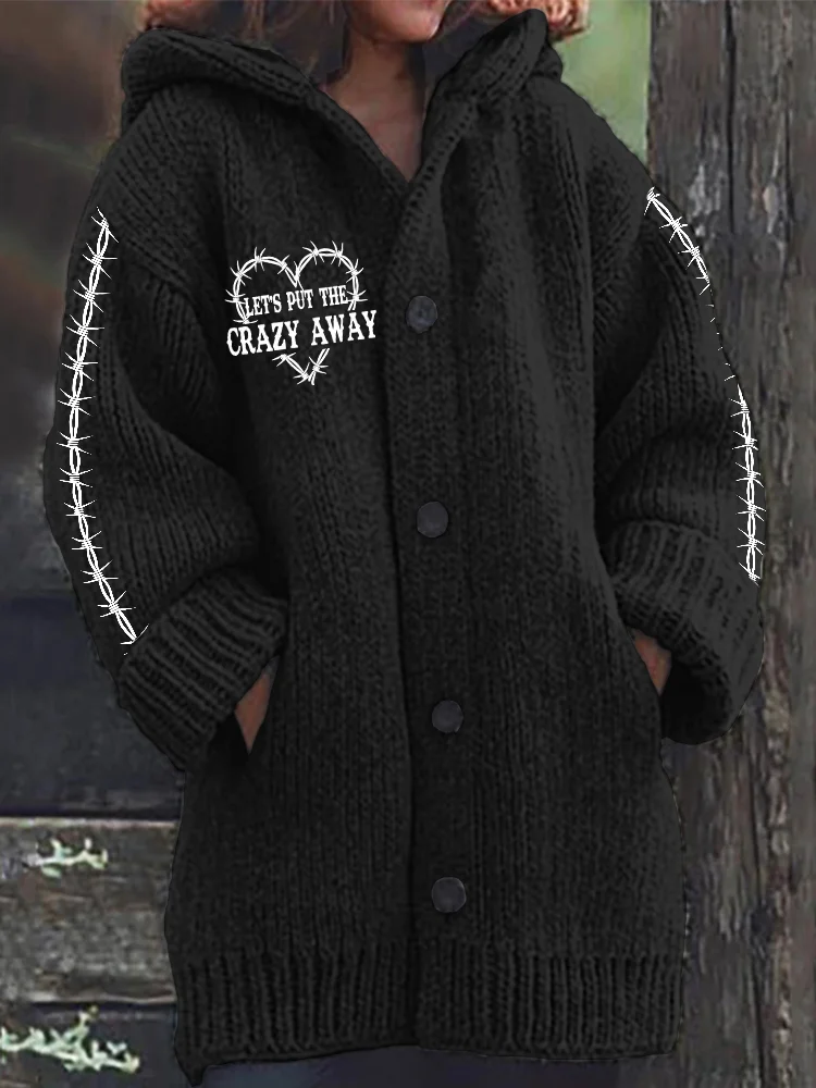 VChics Let's Put the Crazy Away Wire Heart Hooded Cardigan