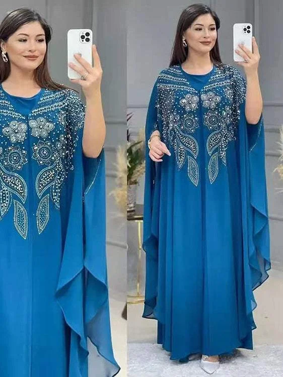Vintage Printed Round Neck Elegant Loosen Dress