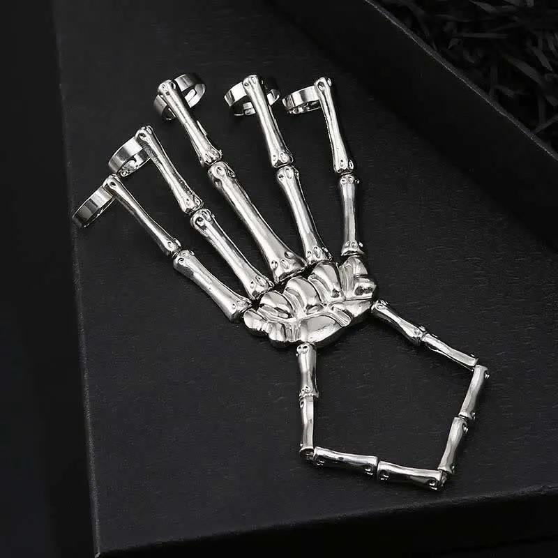 Skeleton Pattern Design Folding Rings Bracelet