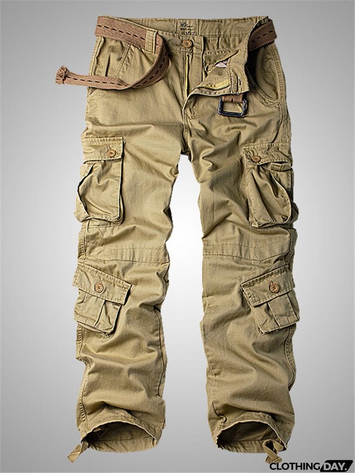 Men's Loose Straight Outdoor Multi-Pocket Cargo Pants