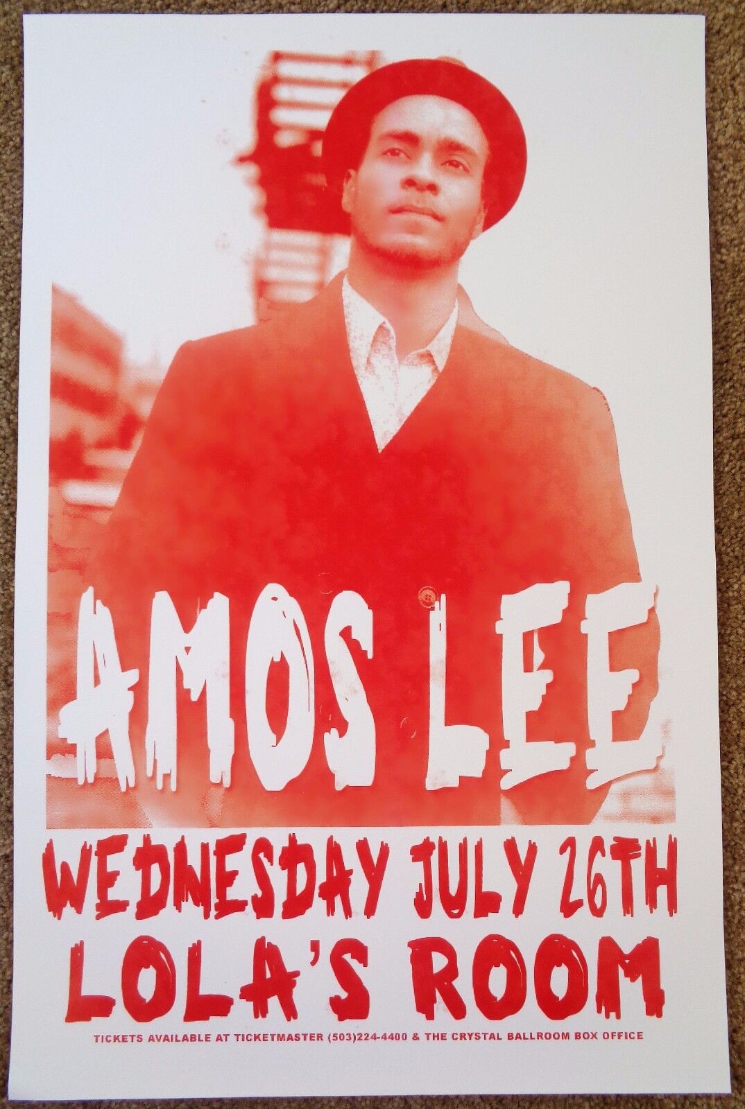 AMOS LEE 2006 Gig POSTER Portland Oregon Concert