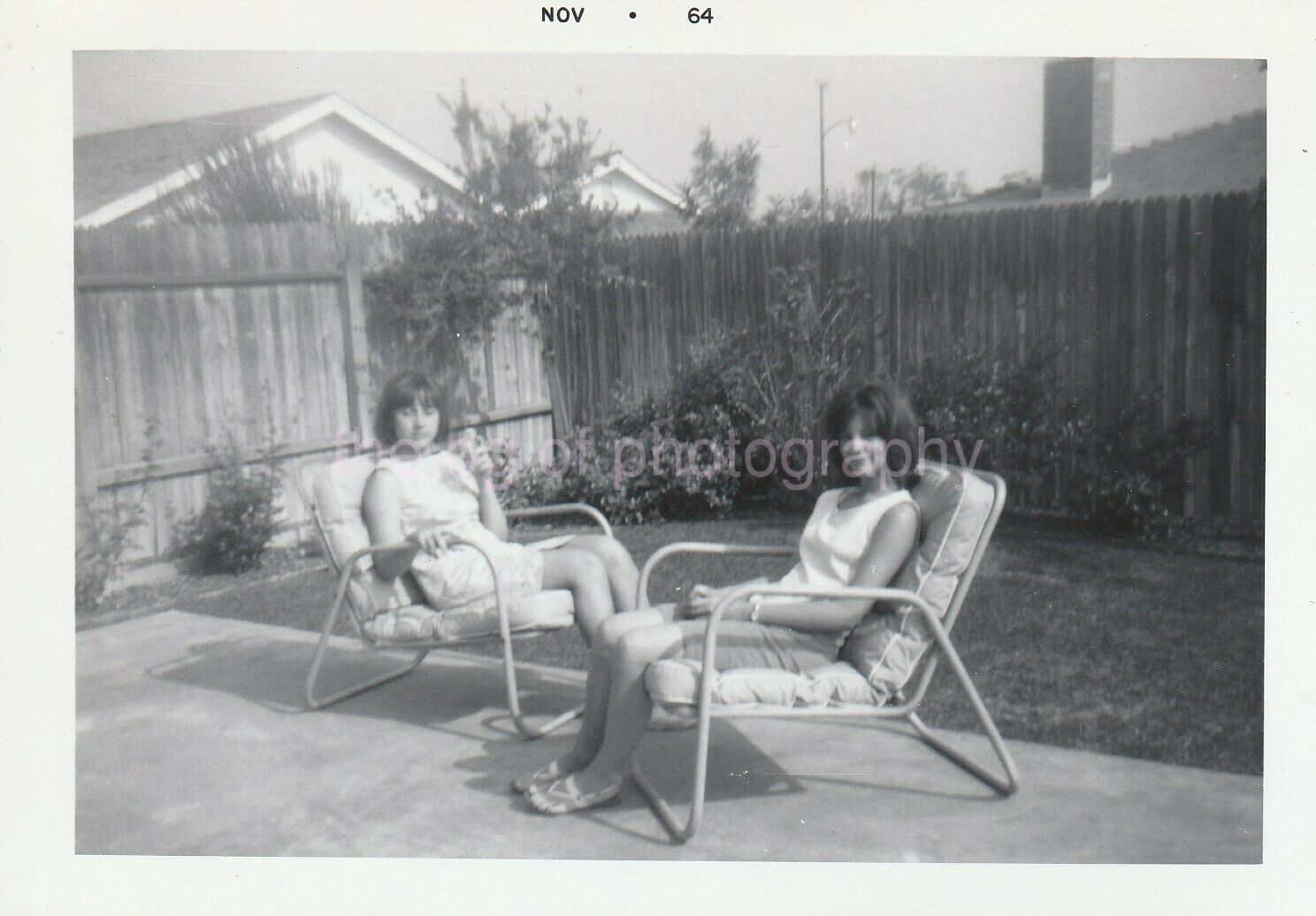 LOUNGING MOTHER DAUGHTER Girls WOMEN 60's FOUND Photo Poster painting bw Original Snapshot 97 14