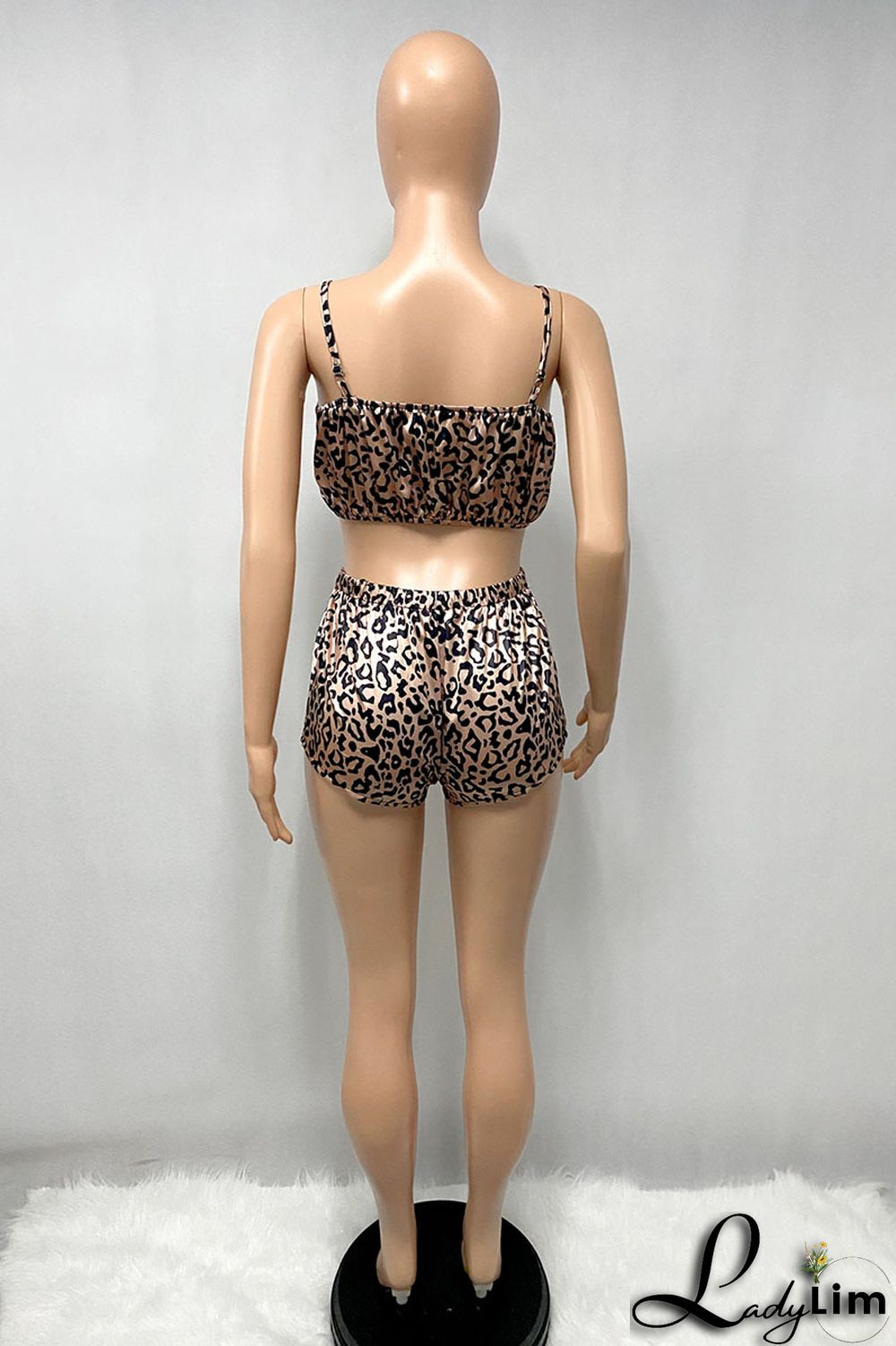 Blue Sexy Living Print Backless Spaghetti Strap Sleeveless Two Pieces