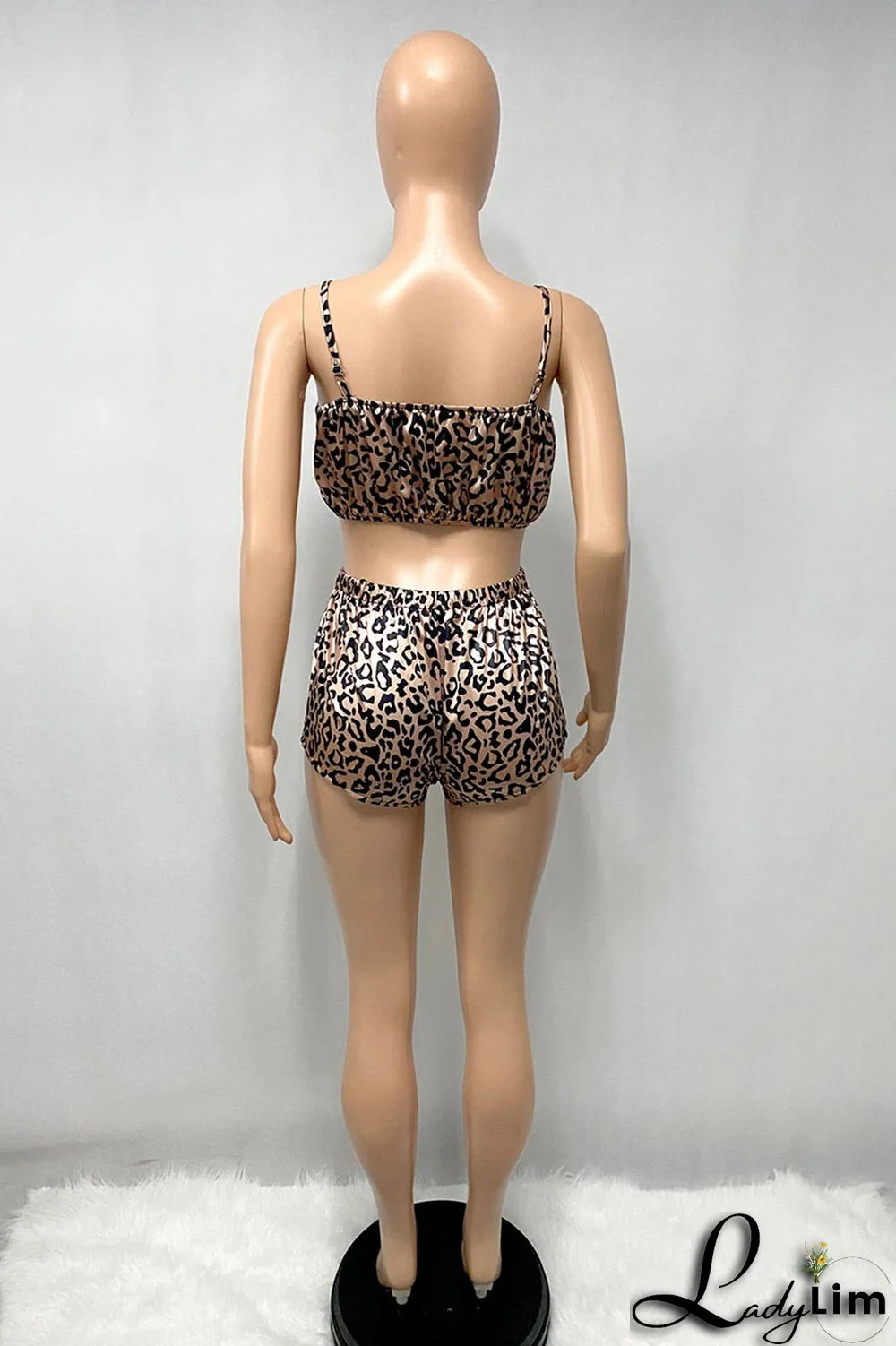 Blue Sexy Living Print Backless Spaghetti Strap Sleeveless Two Pieces