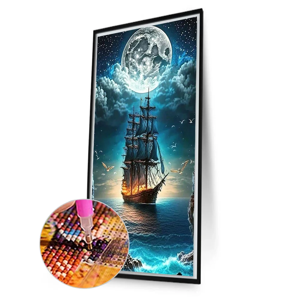 Partial AB Diamond Painting - Full Square Drill - Sailing Boat(Canvas|45*75cm)