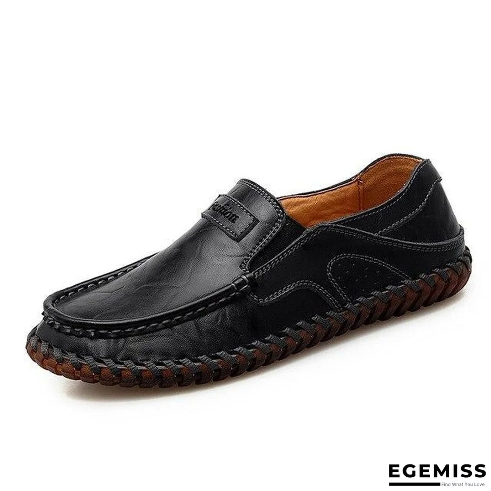Men Genuine Leather Shoes Slip On Black Shoes Real Leather Loafers Man Moccasins | EGEMISS