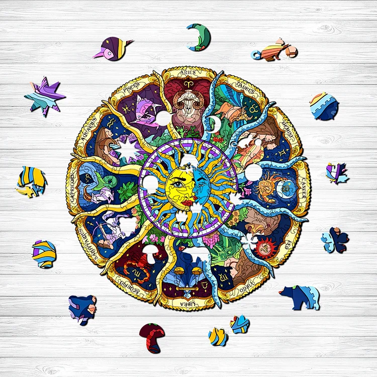 Ericpuzzle™ Ericpuzzle™Mandala 12 Astrological Sign Wooden Jigsaw Puzzle