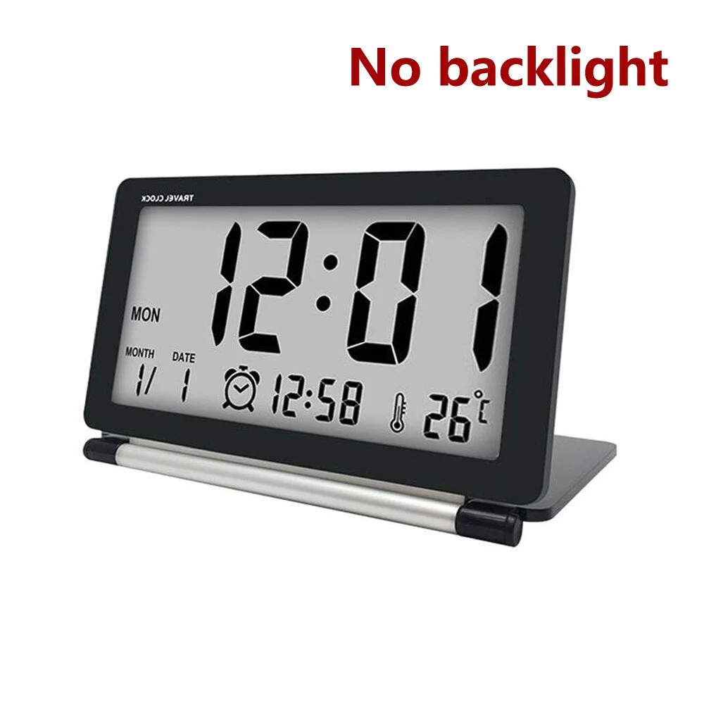 LED Digital Alarm Clock Travel Multifunction Backlight Digital Table Clock with Thermometer Folding Electronic Travel Clock