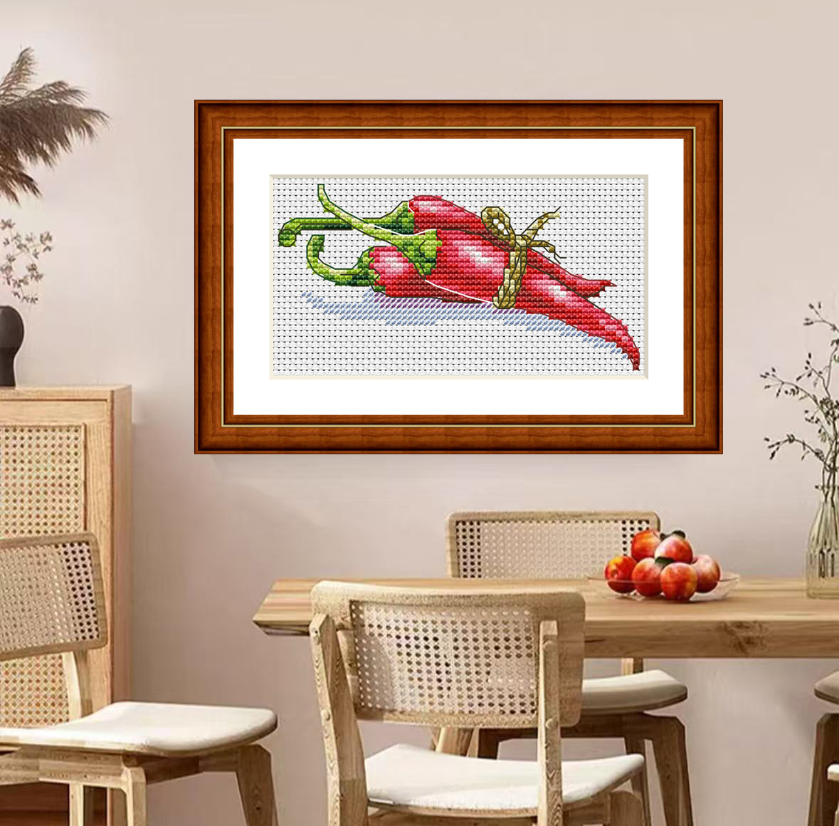 1set DIY Printed Cross Stitch Kit, 【CC2303- Chili Pepper】cross stitch embroidery pattern Painting Fairy Cross Stitch