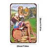 Pin Up Girl et bi&egrave;re - Panneaux en &eacute;tain m&eacute;tallique(20*30cm/30*40cm)