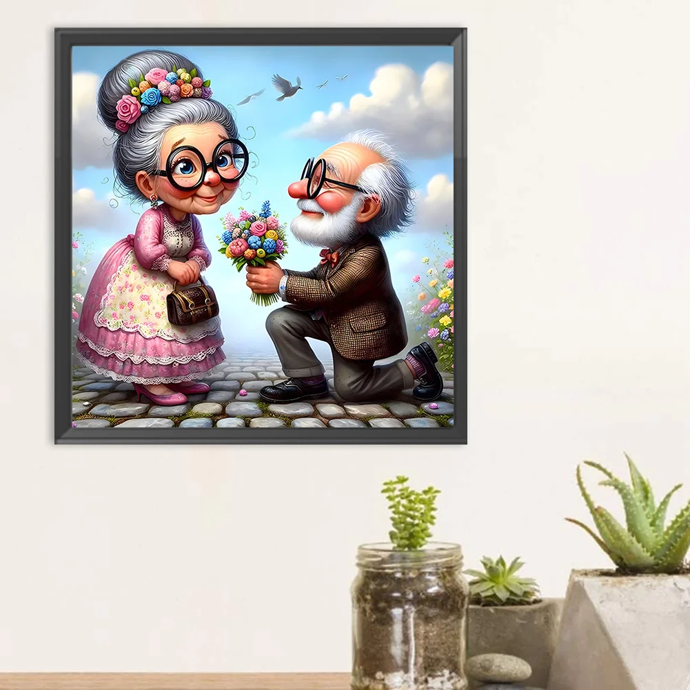 Diamond Painting - Full Round Drill - Old Couple(Canvas|30*30cm)