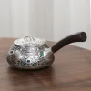 Multifunctional Ceramic Teapot Sterling Silver Side Handle Teapot Fairness Cup Kung Fu Tea Set Silver Plated Health Anti-Scalding Teapot Portable Travel Tea Set