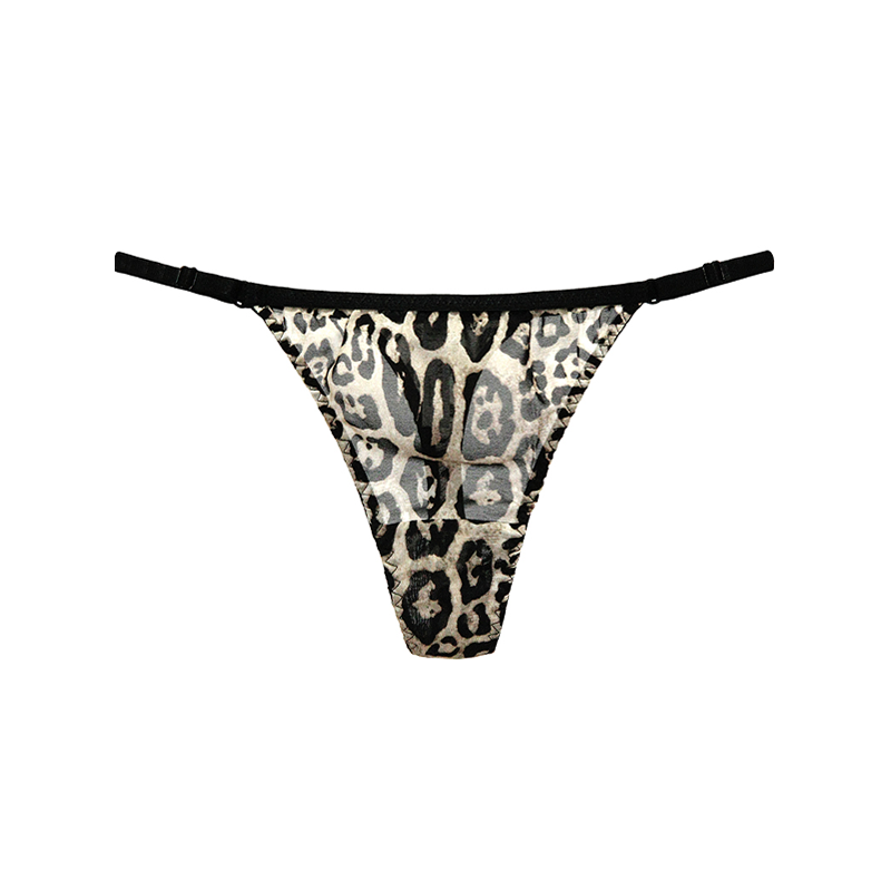 Realsilklife Sexy Leopard Print Silk Thong Panties 6708