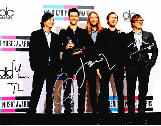 Adam Levine - Maroon 5 Signed Group 11x14 Photo Poster painting and James, Matt, Jesse, Mickey