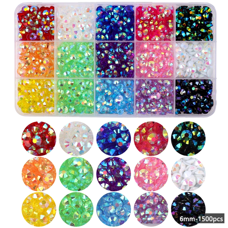15 Color Resin Bottoming Drill Color AB Diamond Mixed Color Acrylic Diamond Handmade DIY Stick-on Crystals Large Transparent Rhinestone Jewelry Suit