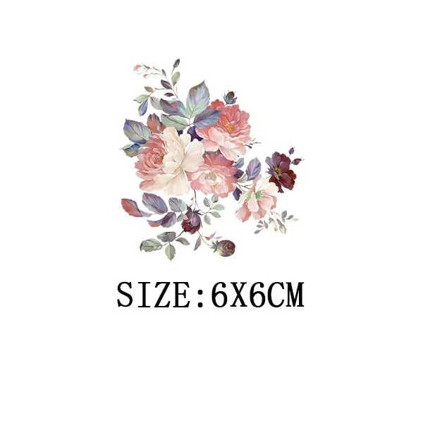 Beautiful Flowers Thermal Sticker On T-shirt DIY Washable Iron On Transfer For Clothing Funny Design Patches On Clothes Applique
