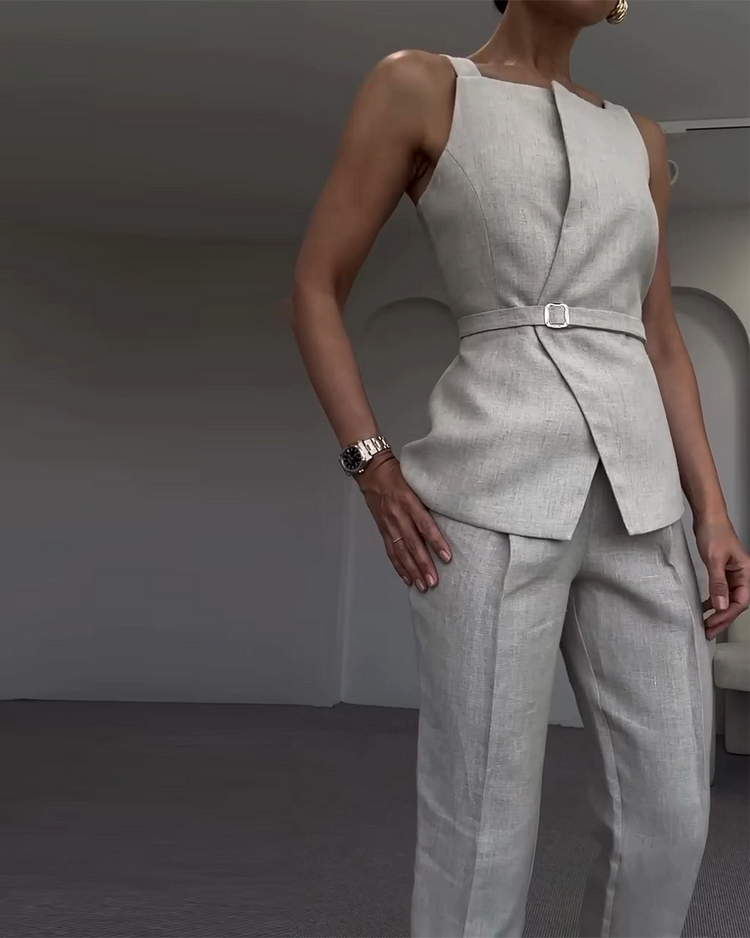 Suspender Top and Pants Two-piece Set